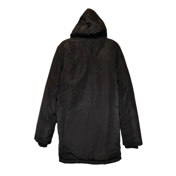 Guy Laroche Homme Puffer Winter Parka Jacket S Black Hooded Lined Long Sleeve - Picture 8 of 15
